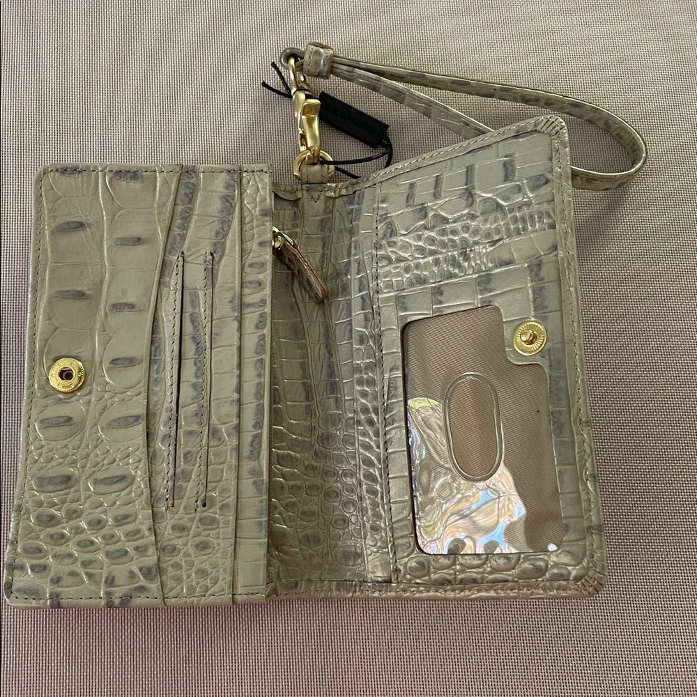Brahmin Cream Croc-Embossed Wristlet - Picture 5 of 12